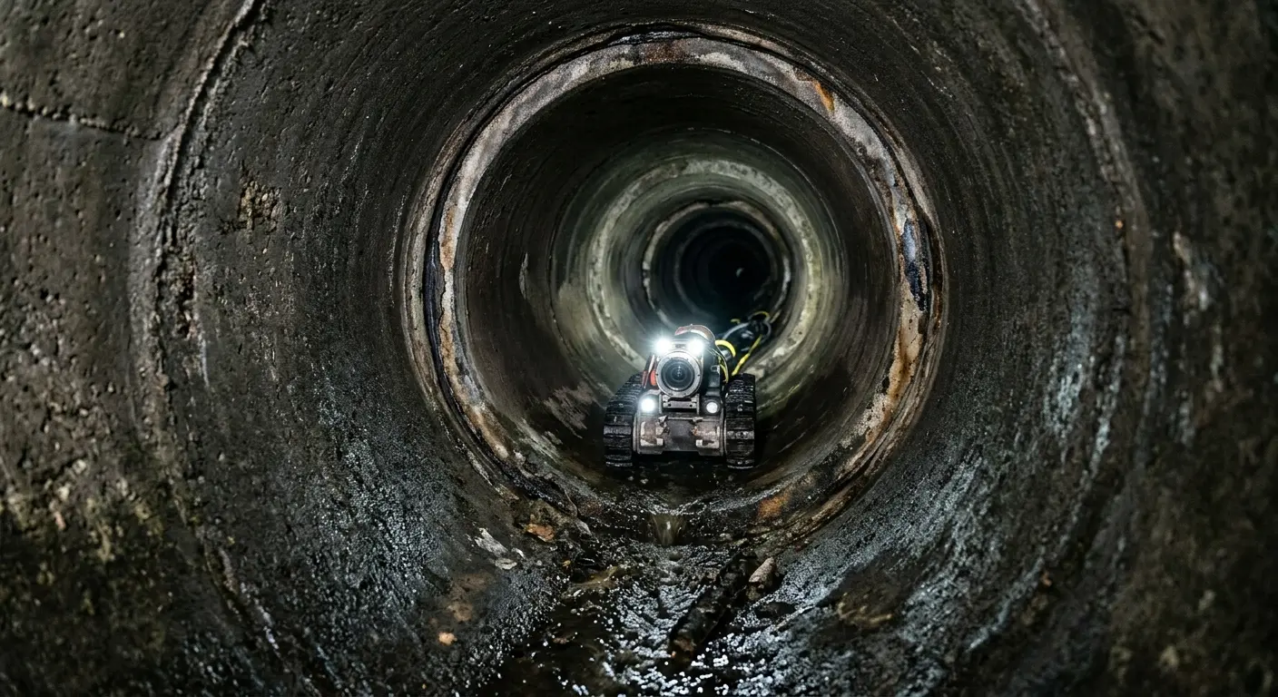Robotic sewer camera inspecting pipe interior for Drain Snake Service in Midland